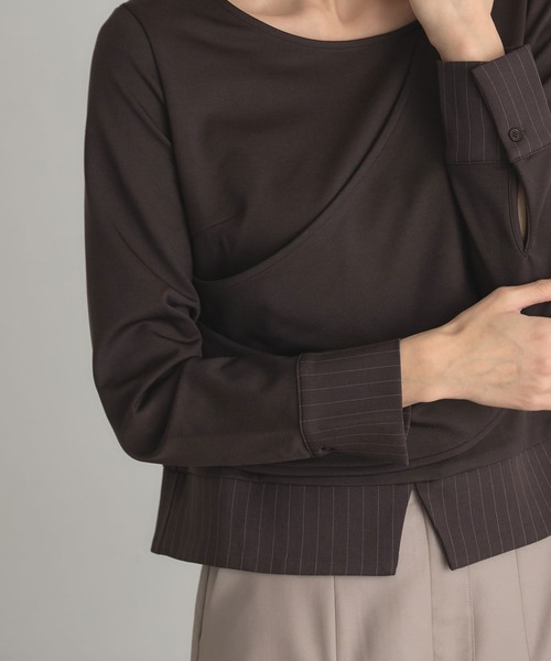 ARVELLIA(アルベリア)の「ASYM STRIPE DREAPE TOP(Tシャツ/カットソー・レディース・ブラウン/グレー・M)」の19枚目の写真