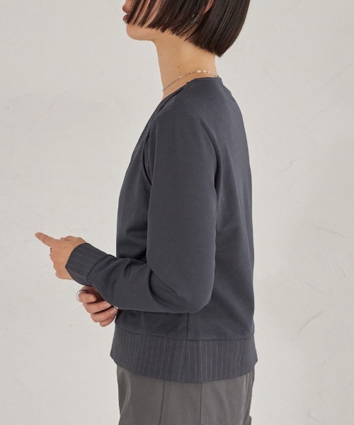 ARVELLIA(アルベリア)の「ASYM STRIPE DREAPE TOP(Tシャツ/カットソー・レディース・ブラウン/グレー・M)」の15枚目の写真