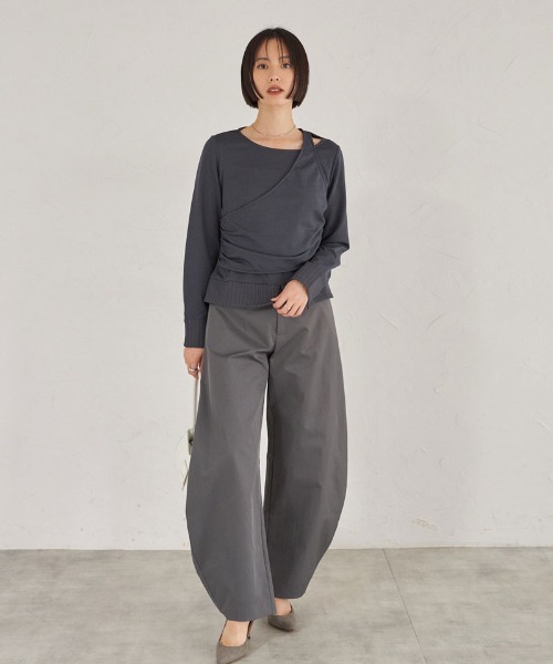 ARVELLIA(アルベリア)の「ASYM STRIPE DREAPE TOP(Tシャツ/カットソー・レディース・ブラウン/グレー・M)」の18枚目の写真