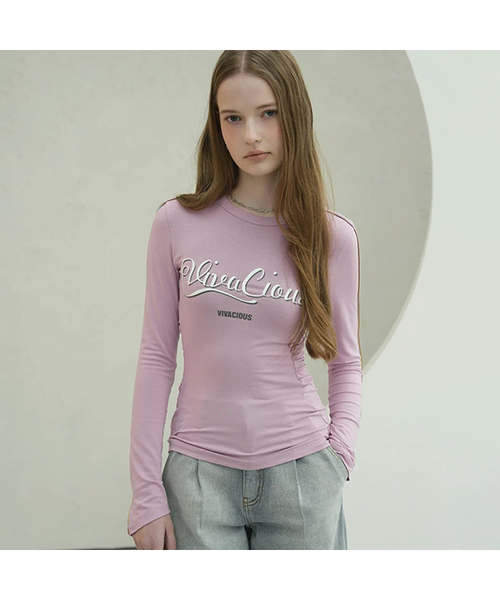 Vivacious(ビバシャス)の「VIVA Long Sleeve - 4COL(Tシャツ/カットソー・レディース・ピンク/ブラック/ホワイト/スカイブルー・SMALL/MEDIUM)」の4枚目の写真