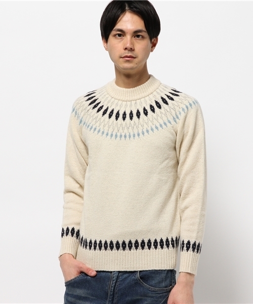 CIAOPANIC（チャオパニック）の「【Ciaopanic】　アイスランドロピKNITP/O（ニット/セーター・メンズ・カーキ/グレー/オフホワイト/ブラウン・MEDIUM/LARGE）」の2枚目の写真