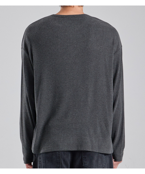BUTTON SEOUL(ボタンソウル)の「エココージー ヘンリーネックニットTシャツ(ダークグレー)(Tシャツ/カットソー・メンズ・その他・MEDIUM/LARGE/X-LARGE)」の5枚目の写真