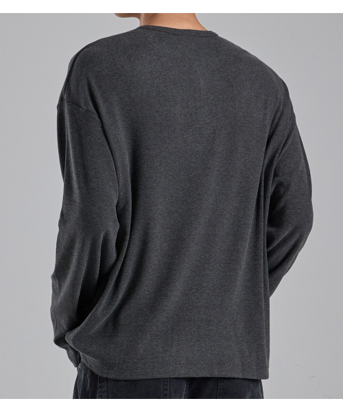 BUTTON SEOUL(ボタンソウル)の「エココージー ヘンリーネックニットTシャツ(ダークグレー)(Tシャツ/カットソー・メンズ・その他・MEDIUM/LARGE/X-LARGE)」の8枚目の写真