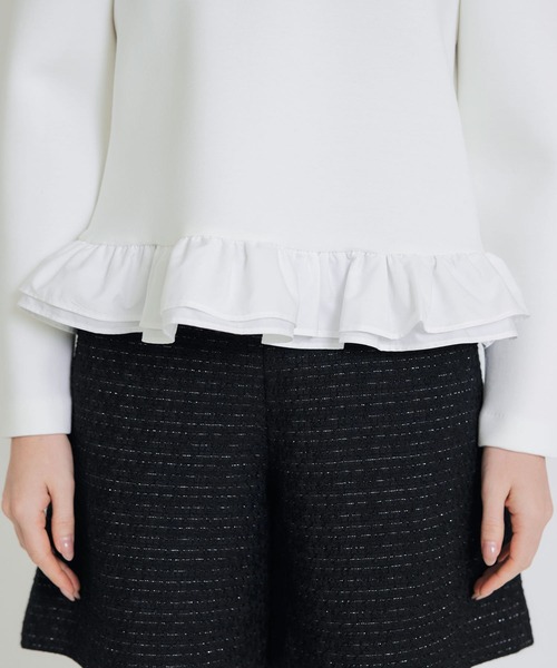 PICCIN PERLA(ピッチンペルラ)の「裾フリルギャザースリーブプルオーバー(Tシャツ/カットソー・レディース・オフホワイト/ブラック・M)」の16枚目の写真