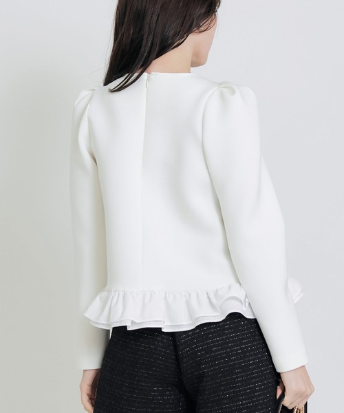 PICCIN PERLA(ピッチンペルラ)の「裾フリルギャザースリーブプルオーバー(Tシャツ/カットソー・レディース・オフホワイト/ブラック・M)」の21枚目の写真