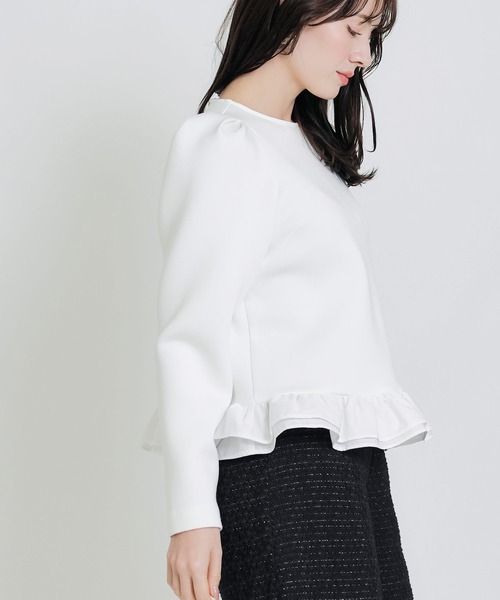 PICCIN PERLA(ピッチンペルラ)の「裾フリルギャザースリーブプルオーバー(Tシャツ/カットソー・レディース・オフホワイト/ブラック・M)」の20枚目の写真