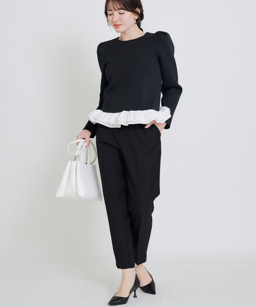 PICCIN PERLA(ピッチンペルラ)の「裾フリルギャザースリーブプルオーバー(Tシャツ/カットソー・レディース・オフホワイト/ブラック・M)」の10枚目の写真