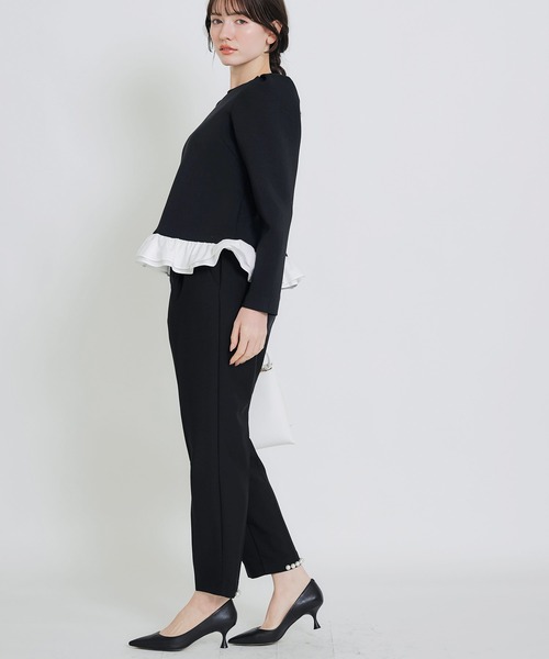 PICCIN PERLA(ピッチンペルラ)の「裾フリルギャザースリーブプルオーバー(Tシャツ/カットソー・レディース・オフホワイト/ブラック・M)」の11枚目の写真