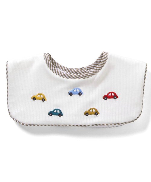 apres les cours(アプレレクール)の「刺繍モチーフスタイ(スタイ/よだれかけ・キッズ・オフホワイト/サックスブルー・90)」の1枚目の写真