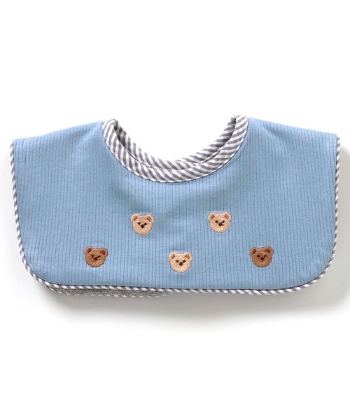 apres les cours(アプレレクール)の「刺繍モチーフスタイ(スタイ/よだれかけ・キッズ・オフホワイト/サックスブルー・90)」の2枚目の写真