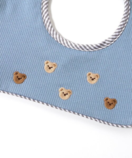 apres les cours(アプレレクール)の「刺繍モチーフスタイ(スタイ/よだれかけ・キッズ・オフホワイト/サックスブルー・90)」の6枚目の写真