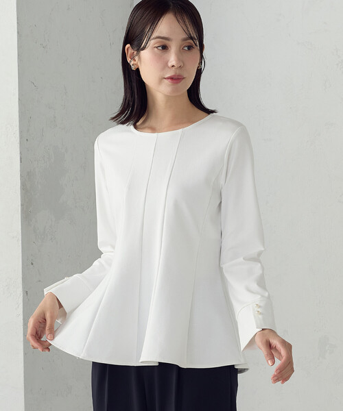 COMME CA ISM（コムサイズム）の「【宮城舞さん着用】切り替えブラウス（シャツ/ブラウス・レディース・ネイビー/ホワイト・MEDIUM/LARGE）」の2枚目の写真