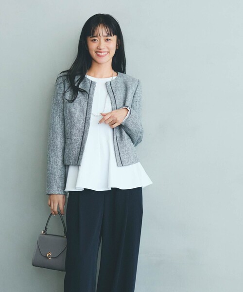 COMME CA ISM（コムサイズム）の「【宮城舞さん着用】切り替えブラウス（シャツ/ブラウス・レディース・ネイビー/ホワイト・MEDIUM/LARGE）」の17枚目の写真