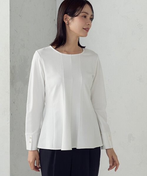 COMME CA ISM（コムサイズム）の「【宮城舞さん着用】切り替えブラウス（シャツ/ブラウス・レディース・ネイビー/ホワイト・MEDIUM/LARGE）」の3枚目の写真