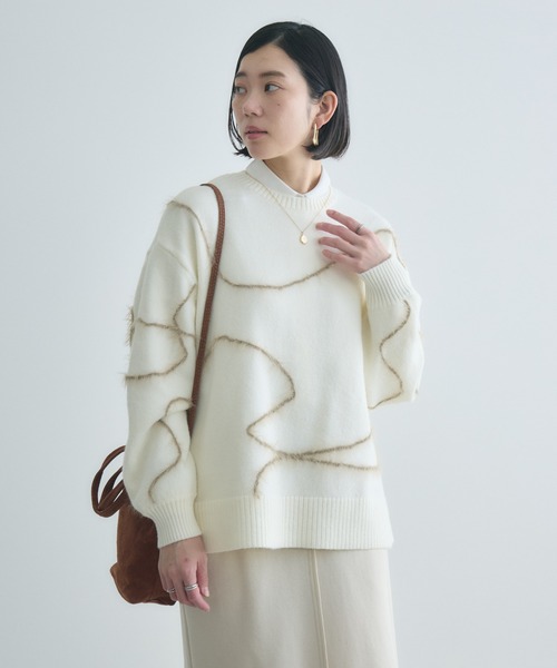 セール】ニュアンス柄ラインニット（ニット/セーター）｜Paradise