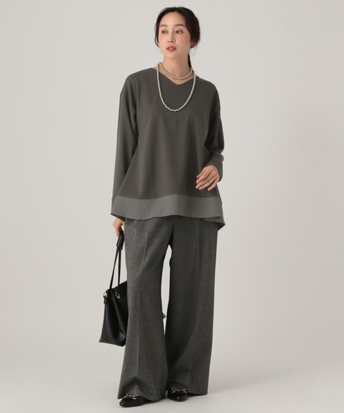 Elura(エルーラ)の「サマ見え異素材コンビプルオーバー/625549(Tシャツ/カットソー・レディース・オフホワイト/チャコールグレー/ブラック/ライトブルー/ダークブラウン・FREE)」の12枚目の写真