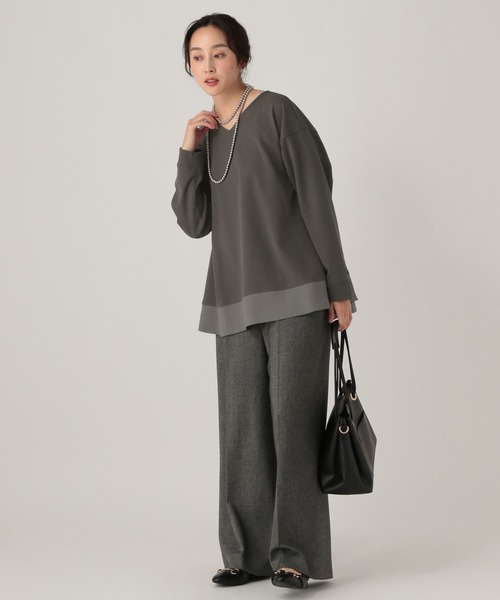 Elura(エルーラ)の「サマ見え異素材コンビプルオーバー/625549(Tシャツ/カットソー・レディース・オフホワイト/チャコールグレー/ブラック/ライトブルー/ダークブラウン・FREE)」の14枚目の写真