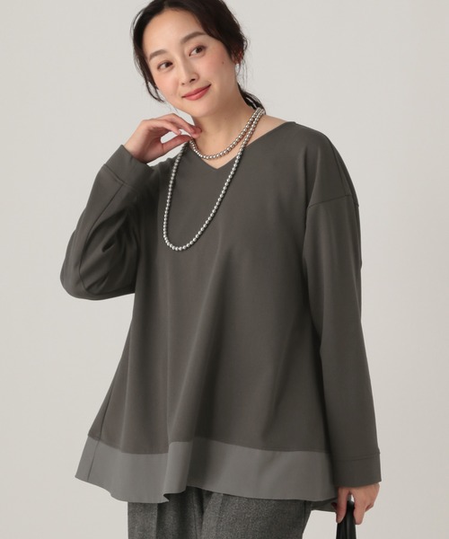 Elura(エルーラ)の「サマ見え異素材コンビプルオーバー/625549(Tシャツ/カットソー・レディース・オフホワイト/チャコールグレー/ブラック/ライトブルー/ダークブラウン・FREE)」の11枚目の写真