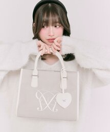 【収納力◎】Aimerianejoieハートミラーチャーム付きミニトート
