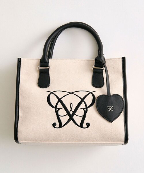 OLIVE des OLIVE（オリーブデオリーブ）の「Aimerianejoieハートミラーチャーム付きミニトート（ショルダーバッグ・レディース・ブラウン/ベージュ/サックスブルー/グレイッシュベージュ/アイボリー/ブラック・FREE）」の7枚目の写真