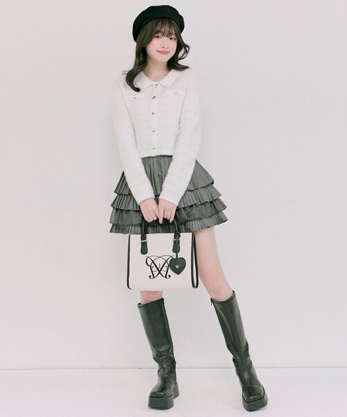 OLIVE des OLIVE（オリーブデオリーブ）の「Aimerianejoieハートミラーチャーム付きミニトート（ショルダーバッグ・レディース・ブラウン/ベージュ/サックスブルー/グレイッシュベージュ/アイボリー/ブラック・FREE）」の9枚目の写真