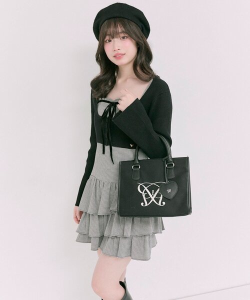 OLIVE des OLIVE（オリーブデオリーブ）の「Aimerianejoieハートミラーチャーム付きミニトート（ショルダーバッグ・レディース・ブラウン/ベージュ/サックスブルー/グレイッシュベージュ/アイボリー/ブラック・FREE）」の12枚目の写真