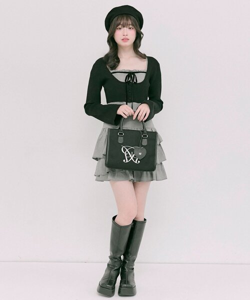 OLIVE des OLIVE（オリーブデオリーブ）の「Aimerianejoieハートミラーチャーム付きミニトート（ショルダーバッグ・レディース・ブラウン/ベージュ/サックスブルー/グレイッシュベージュ/アイボリー/ブラック・FREE）」の14枚目の写真