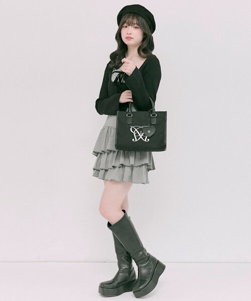 OLIVE des OLIVE（オリーブデオリーブ）の「Aimerianejoieハートミラーチャーム付きミニトート（ショルダーバッグ・レディース・ブラウン/ベージュ/サックスブルー/グレイッシュベージュ/アイボリー/ブラック・FREE）」の15枚目の写真