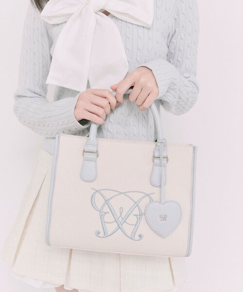 OLIVE des OLIVE（オリーブデオリーブ）の「Aimerianejoieハートミラーチャーム付きミニトート（ショルダーバッグ・レディース・ブラウン/ベージュ/サックスブルー/グレイッシュベージュ/アイボリー/ブラック・FREE）」の17枚目の写真