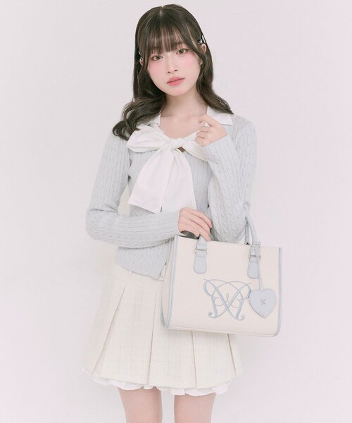 OLIVE des OLIVE（オリーブデオリーブ）の「Aimerianejoieハートミラーチャーム付きミニトート（ショルダーバッグ・レディース・ブラウン/ベージュ/サックスブルー/グレイッシュベージュ/アイボリー/ブラック・FREE）」の18枚目の写真