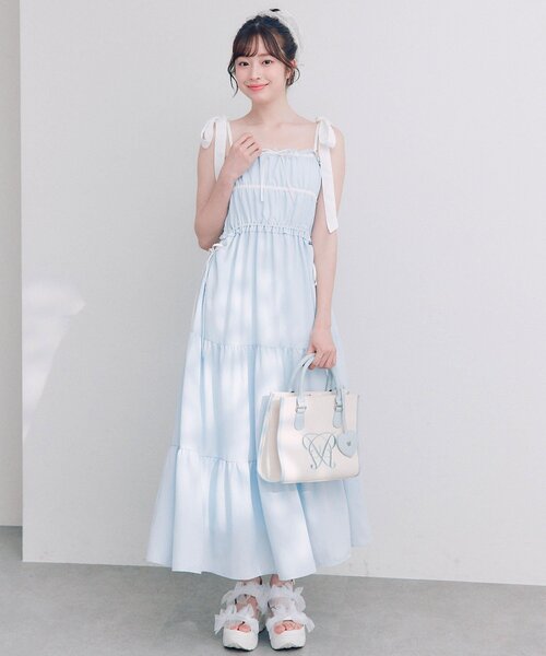 OLIVE des OLIVE(オリーブデオリーブ)の「【収納力◎】Aimerianejoieハートミラーチャーム付きミニトート(トートバッグ・レディース・ブラウン/ベージュ/サックスブルー/グレイッシュベージュ/アイボリー/ブラック・FREE)」の22枚目の写真