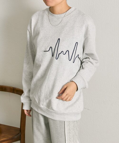 ear PAPILLONNER(イアパピヨネ)の「コードスウェット【SUM1 STYLE】(Tシャツ/カットソー・レディース・ネイビー/ライトグレー・FREE)」の2枚目の写真