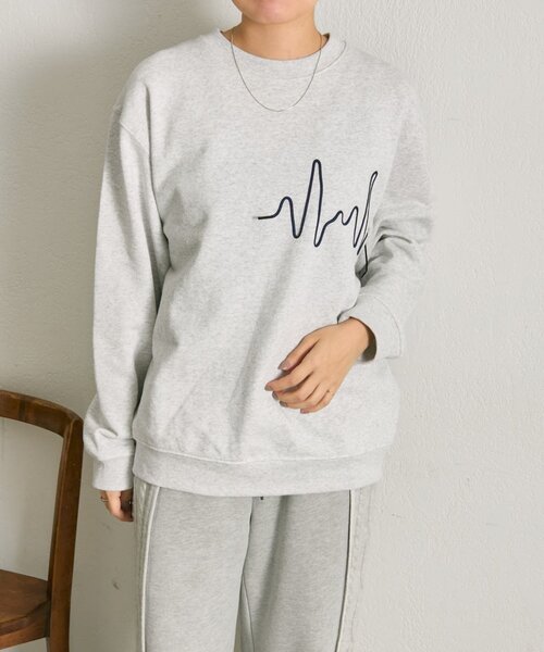 ear PAPILLONNER(イアパピヨネ)の「コードスウェット【SUM1 STYLE】(Tシャツ/カットソー・レディース・ネイビー/ライトグレー・FREE)」の3枚目の写真