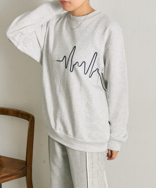 ear PAPILLONNER(イアパピヨネ)の「コードスウェット【SUM1 STYLE】(Tシャツ/カットソー・レディース・ネイビー/ライトグレー・FREE)」の4枚目の写真