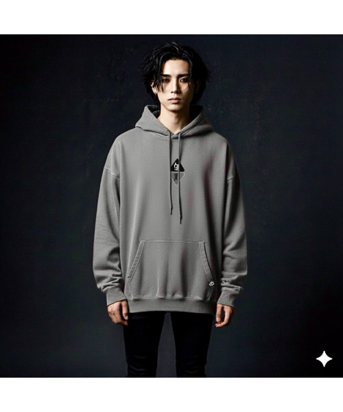 EV E Emblem Patch Pigment Hood (Gray)