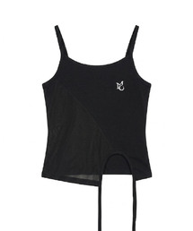 oblique String Sleeveless Top-black