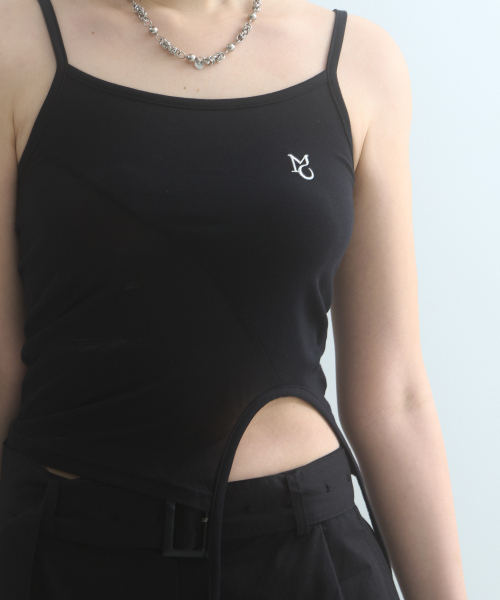 MOIREMOA（モアレモア）の「oblique String Sleeveless Top-black（Tシャツ/カットソー・レディース・ブラック・FREE）」の4枚目の写真