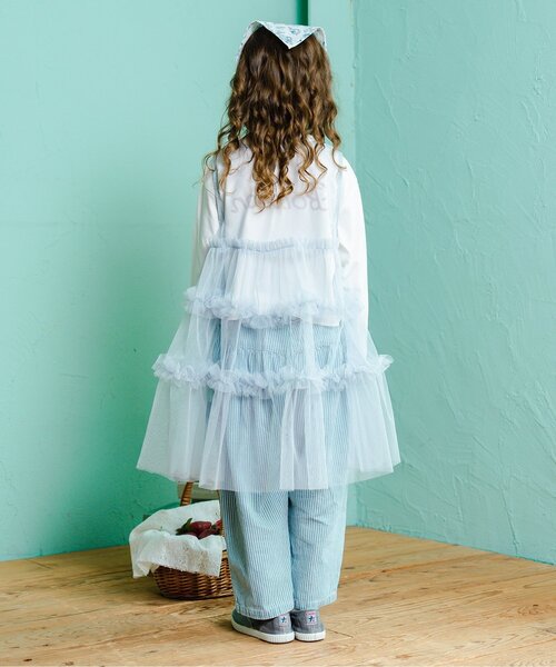 Boribon（ボリボン）の「ティアードチュールミミドレス（ワンピース・キッズ・ピンク/オフホワイト/ブルー・120/110/100/90/80）」の5枚目の写真