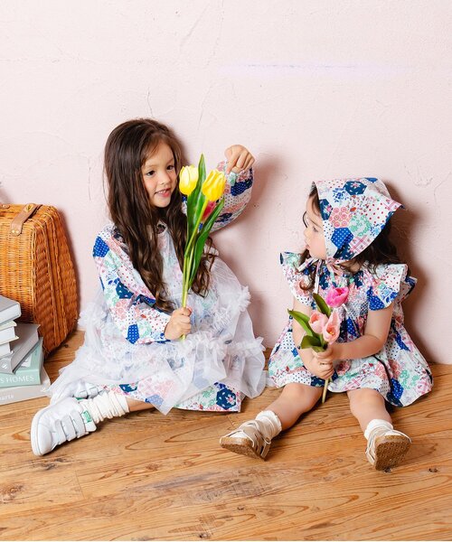 Boribon（ボリボン）の「ティアードチュールミミドレス（ワンピース・キッズ・ピンク/オフホワイト/ブルー・120/110/100/90/80）」の9枚目の写真