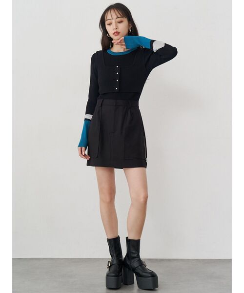 MURUA（ムルーア）の「バイカラーレイヤードニット（ニット/セーター・レディース・ネイビー/ピンク/グレー/ブラック・FREE）」の9枚目の写真