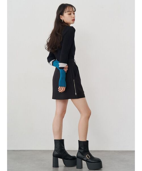 MURUA（ムルーア）の「バイカラーレイヤードニット（ニット/セーター・レディース・ネイビー/ピンク/グレー/ブラック・FREE）」の10枚目の写真