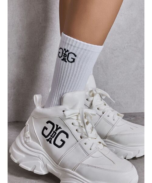 GYDA(ジェイダ)の「Symmetry GYDA RIB SOX(ソックス/靴下・レディース・オフホワイト/ブラック・FREE)」の1枚目の写真