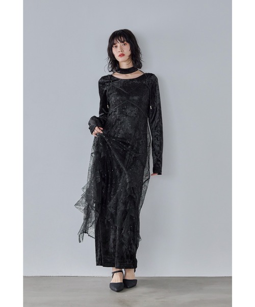 スパークルレースベロアドレス 2点セット 結婚式 成人式 二次会 同窓会