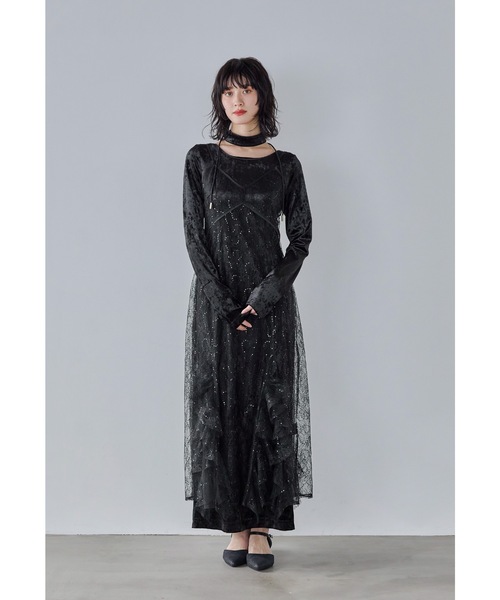 スパークルレースベロアドレス 2点セット 結婚式 成人式 二次会 同窓会