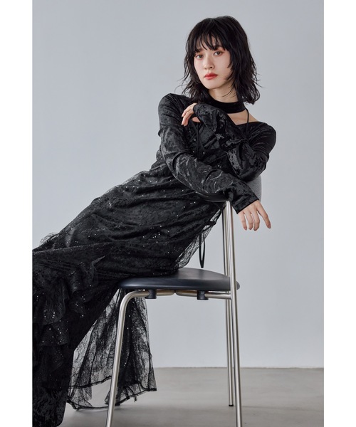 スパークルレースベロアドレス 2点セット 結婚式 成人式 二次会 同窓会