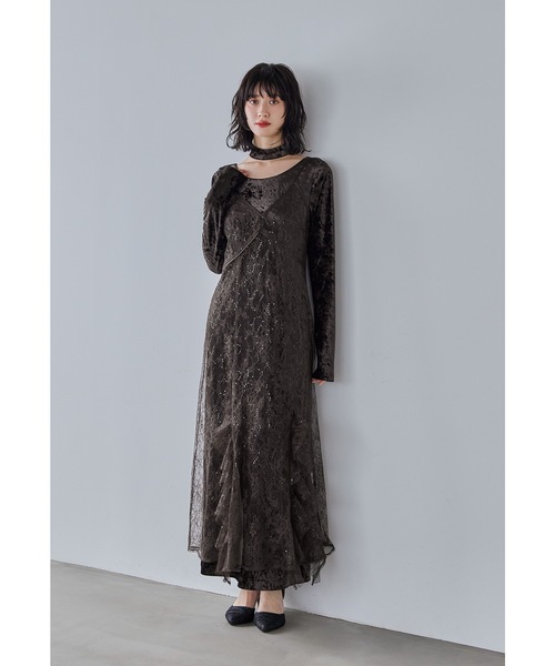 スパークルレースベロアドレス 2点セット 結婚式 成人式 二次会 同窓会