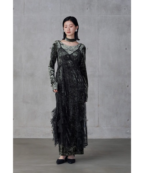 スパークルレースベロアドレス 2点セット 結婚式 成人式 二次会 同窓会