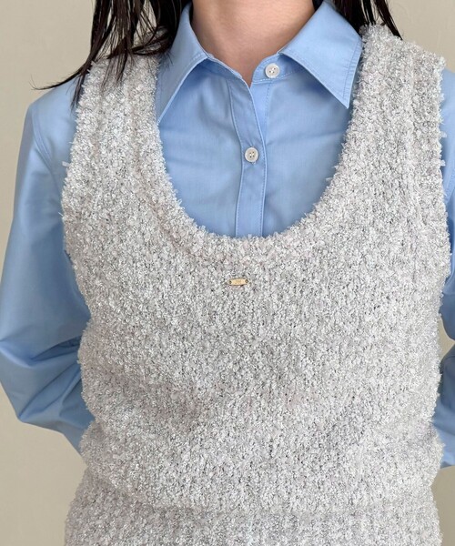 fredy emue(フレディエミュ)の「テープMIXニットベスト(ベスト・レディース・アイボリー/ライトグレー/ミント・38)」の3枚目の写真