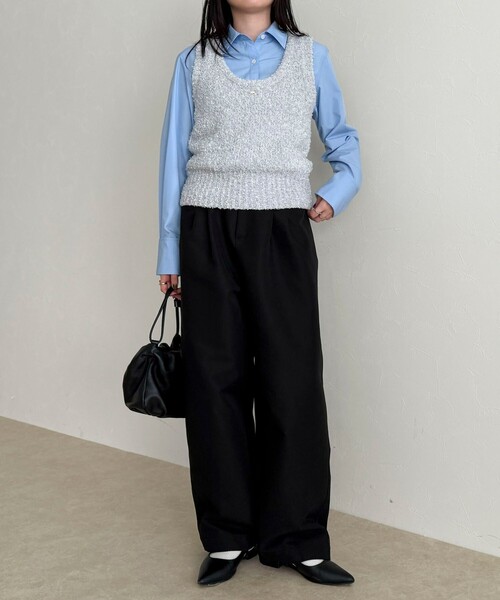 fredy emue(フレディエミュ)の「テープMIXニットベスト(ベスト・レディース・アイボリー/ライトグレー/ミント・38)」の14枚目の写真