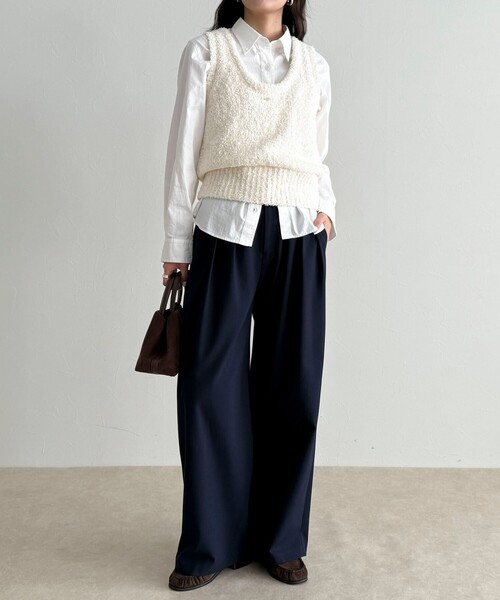 fredy emue(フレディエミュ)の「テープMIXニットベスト(ベスト・レディース・アイボリー/ライトグレー/ミント・38)」の5枚目の写真